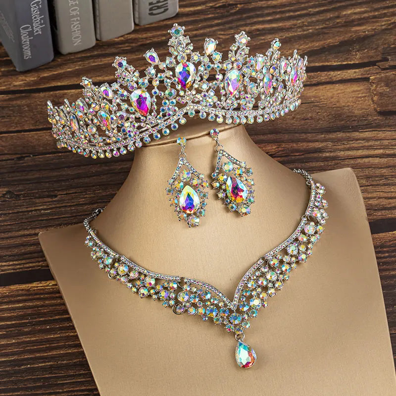 Gorgeous Crystal Party Bridal Jewelry Sets Fashion Tiaras Earrings Necklaces Sets