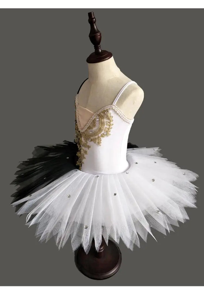 
                      
                        Girls Ballerina Black White Dance Costume Pancake Tutu
                      
                    