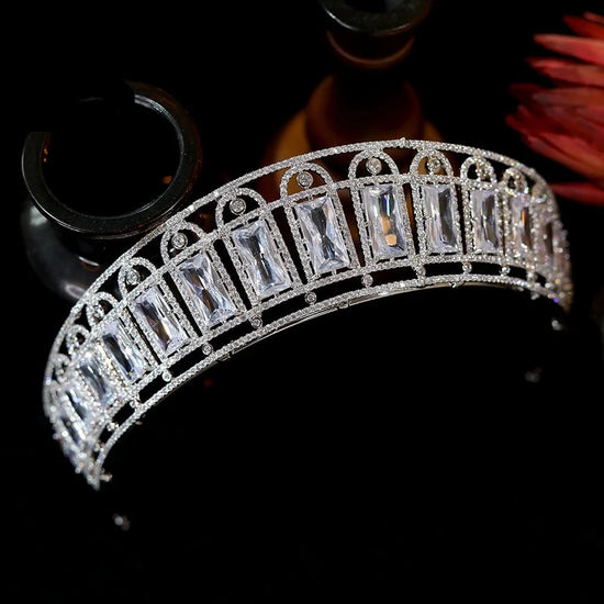 Classic European Queen's Crown Cubic Zirconia  Wedding Tiara