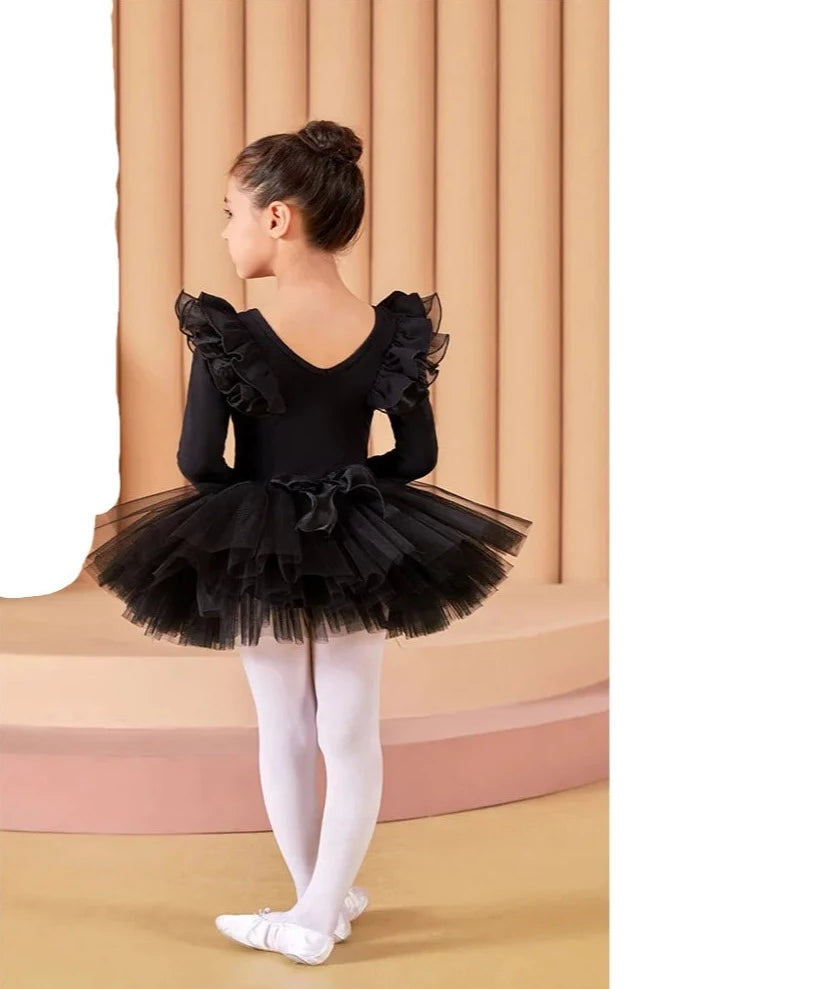 Girls Classic Ballet Long Sleeve Dance Leotard Tutu Dress