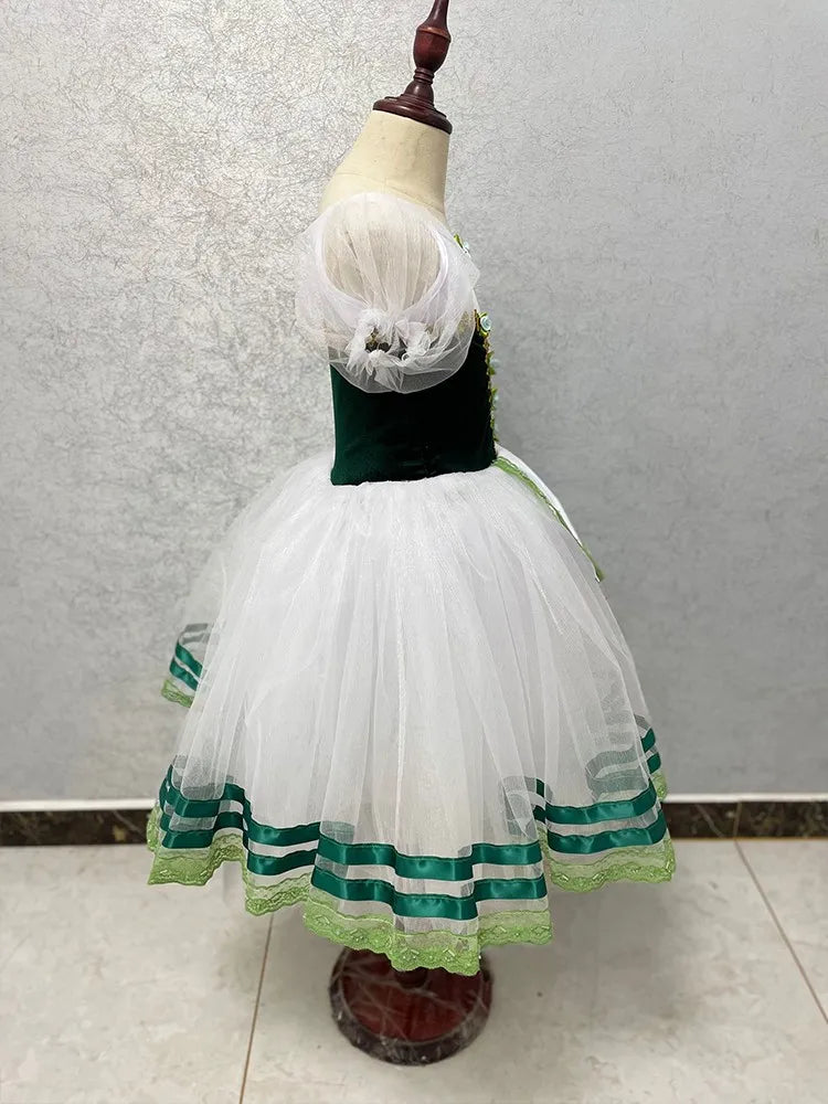 
                      
                        Giselle Green Tutu Long Tulle Ballerina Performance Dress
                      
                    