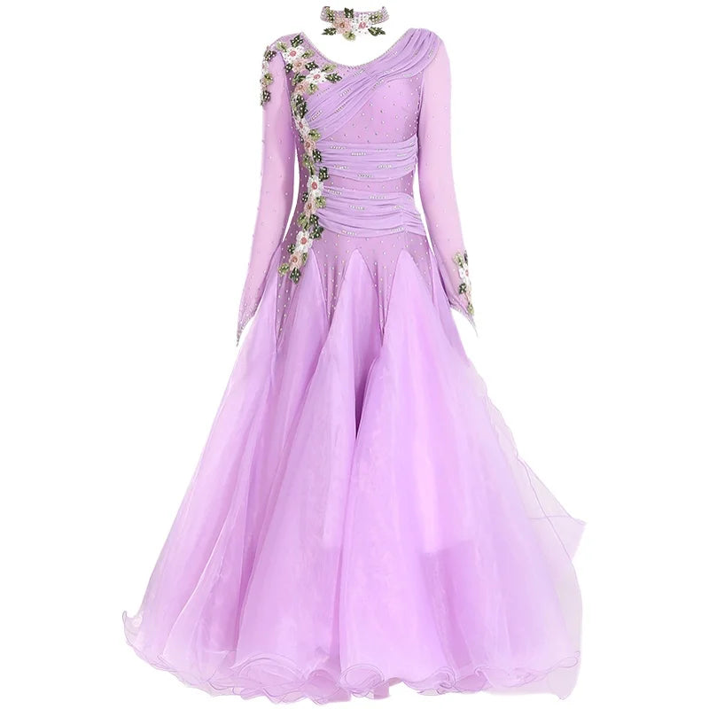 
                      
                        Slim-fitting Pattern Women Standard Ballroom Dance Dress Waltz Tango Dress Modern Dance Costumes
                      
                    