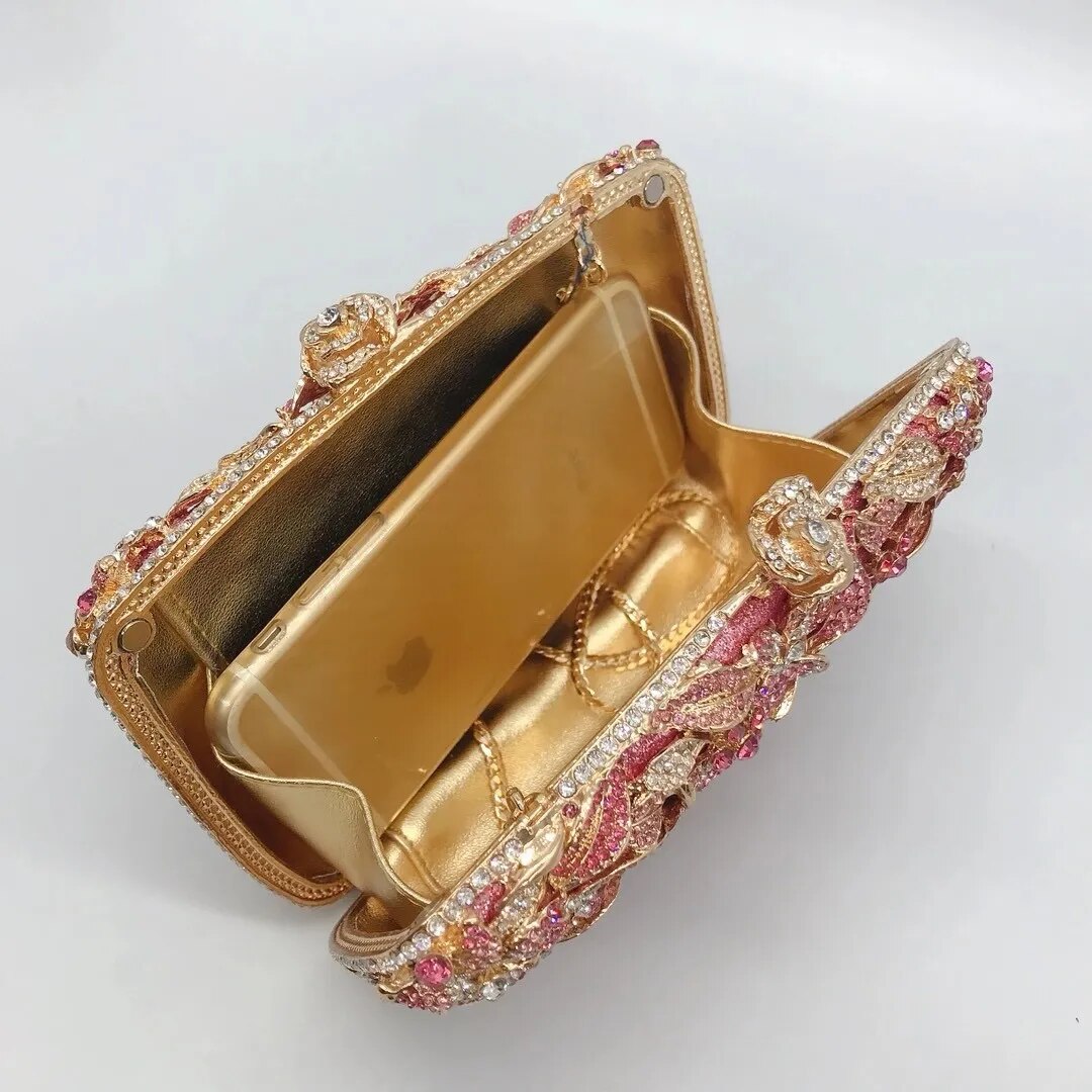 Crystal Bridal Clutch Purse Women s Dinner Party Handbags Gold