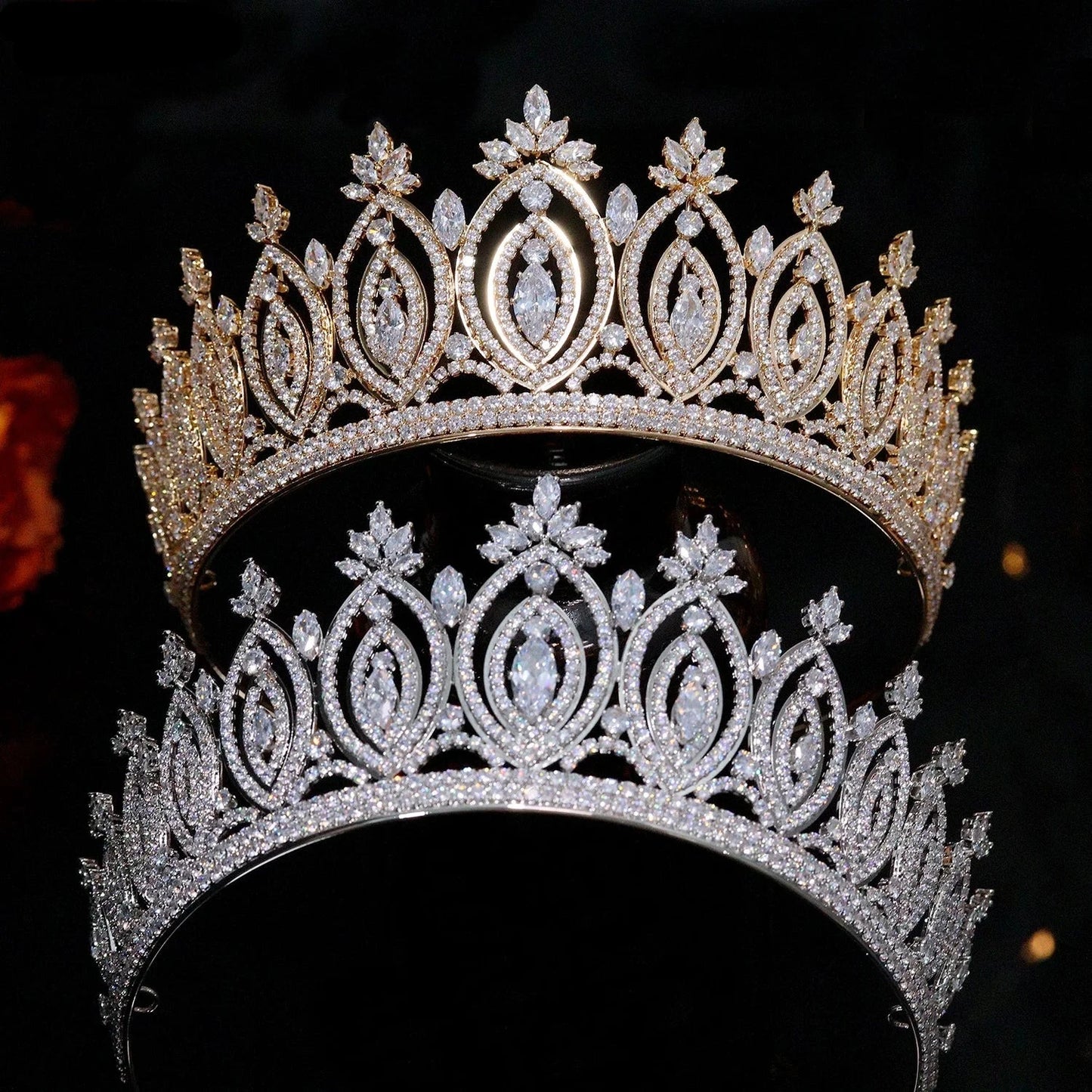 Cubic Zirconia Wedding Tiara Crowns Handmade Princess Bridal Hair Accessory