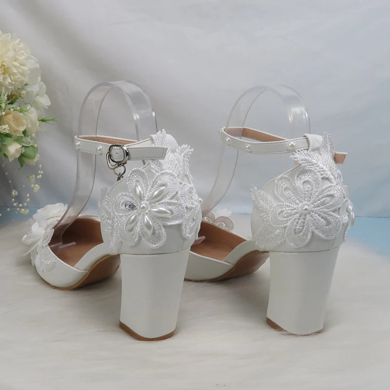 
                      
                        Pearl Floral Wedding Bridal Pointed Heel Party Shoes
                      
                    