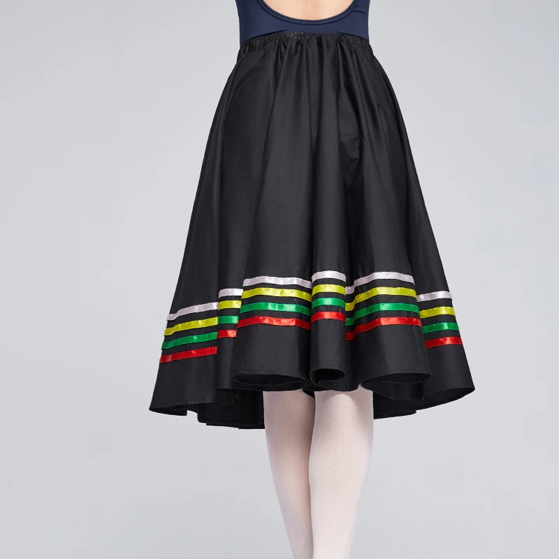 A-line Skirt Chic Mid-Calf Umbrella Skirt for Performance Dance