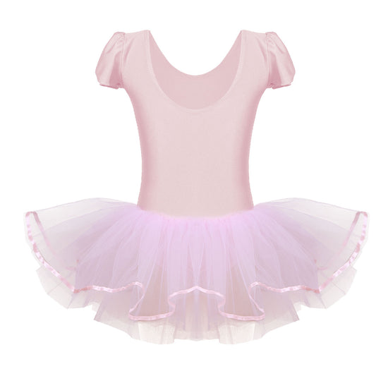 Girls Fairy Tutu Dress Ruffled Cap Sleeves Sequins Ballet Dance Leotard