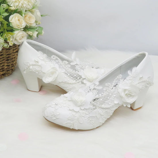 Bridesmaid Wedding Dress Shoes Medium Heel Party Pumps