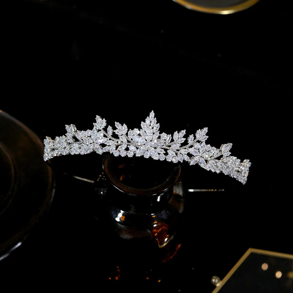 Fashion Crystal Cubic Zirconia Tiara Crown Pageant Party Wedding Hair Accessories