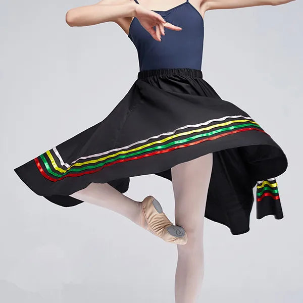 A-line Skirt Chic Mid-Calf Umbrella Skirt for Performance Dance