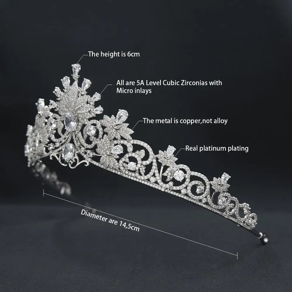 
                      
                        Royal Luxury Cubic Zirconia Crystal  Tiara Crown Wedding Hair Jewelry Accessory
                      
                    