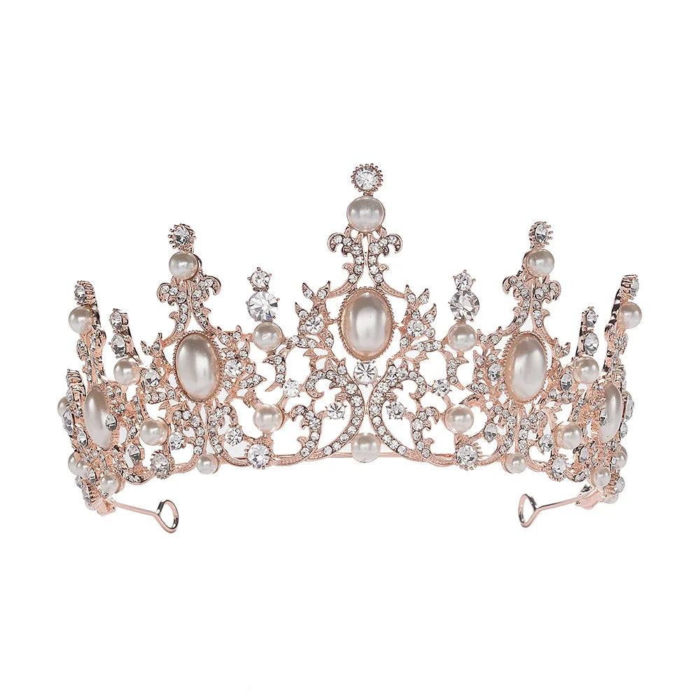 Crystal Pearls Bridal Tiara Crown Rhinestone Wedding Hair Crystal Pearls Bridal Tiara Crown Rhinestone Wedding Hair