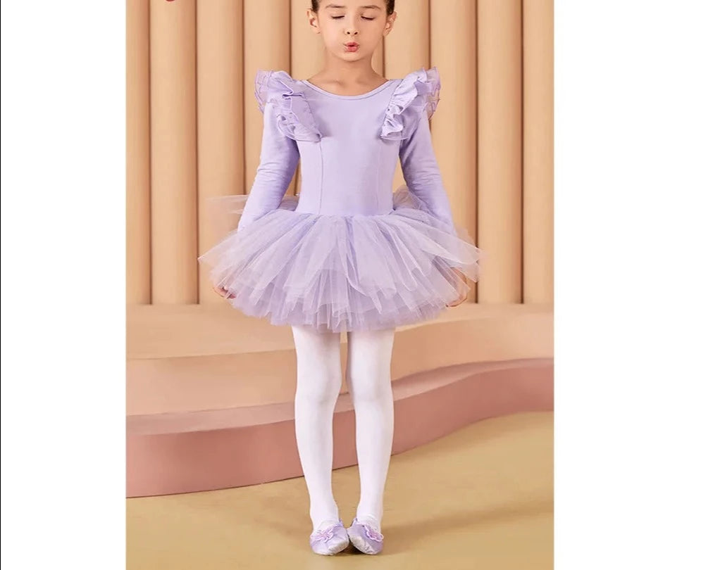 
                      
                        Girls Classic Ballet Long Sleeve Dance Leotard Tutu Dress
                      
                    