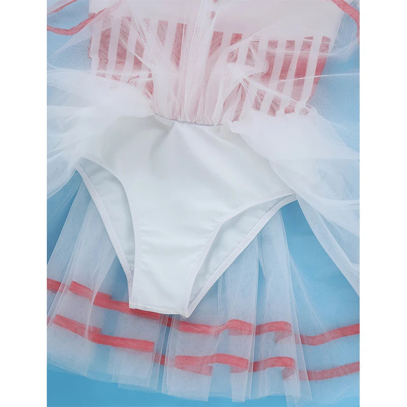 
                      
                        Girls Striped Leotard Mesh Tutu Ballet Performance Dance Costume
                      
                    