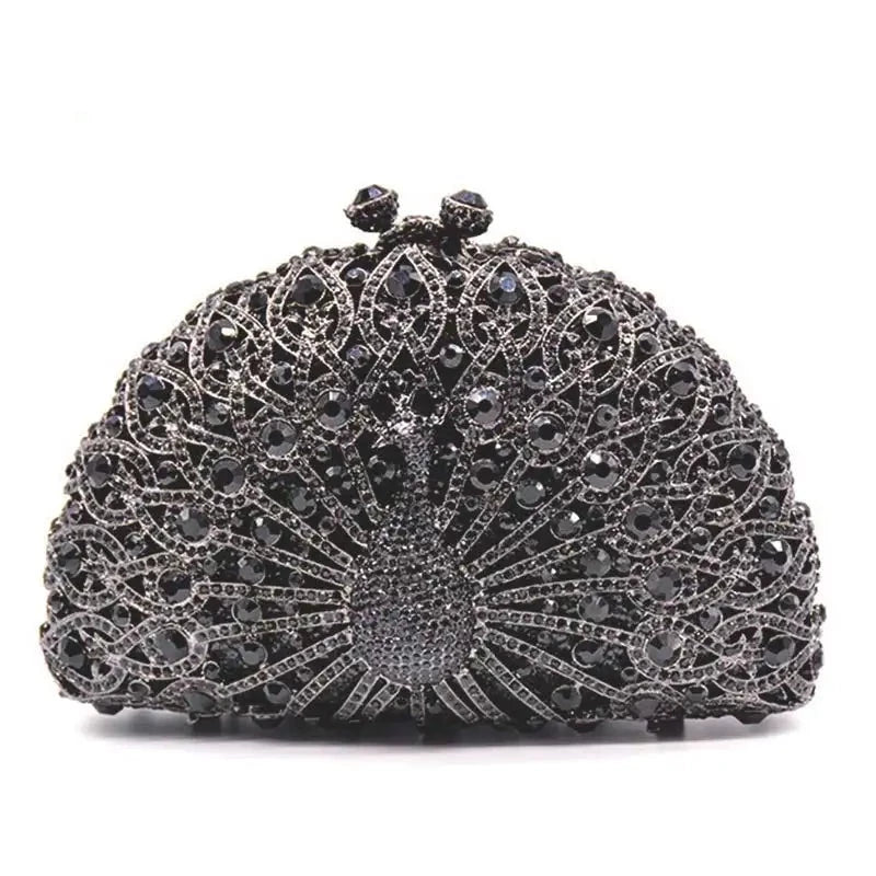 Rhinestone Crystal Peacock Clutch Evening Party Bags Hand Made