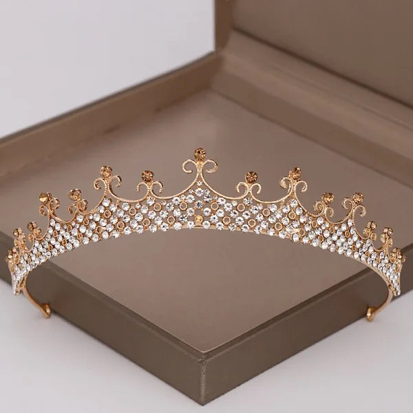 
                      
                        Champagne Gold Color Crown Wedding Hair Accessories Luxury Queen Tiara
                      
                    