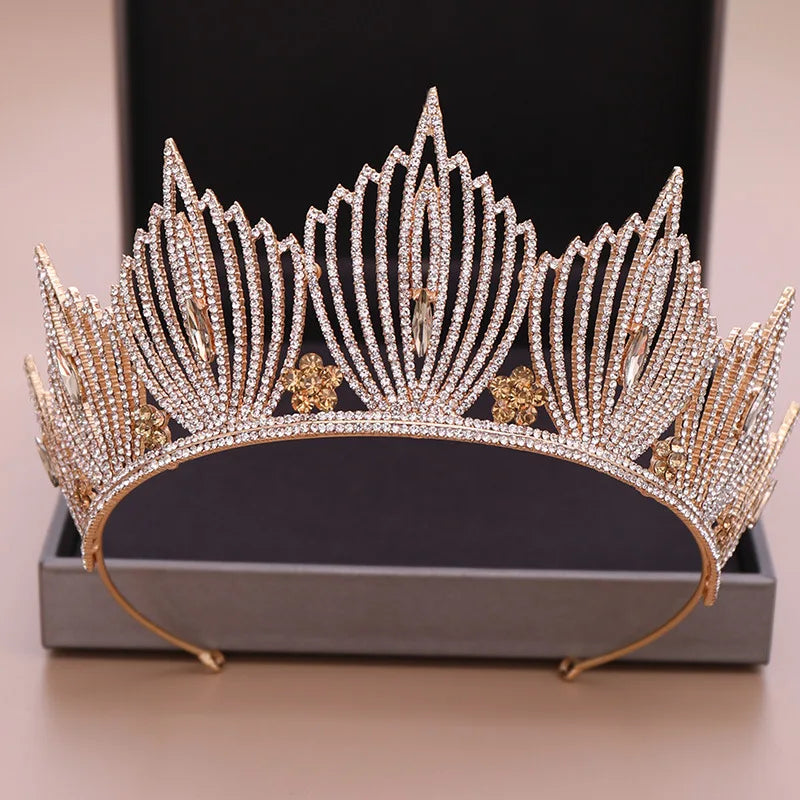 
                      
                        Champagne Gold Color Crown Wedding Hair Accessories Luxury Queen Tiara
                      
                    