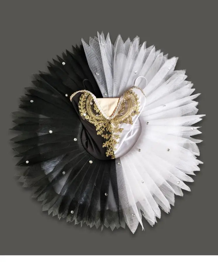 
                      
                        Girls Ballerina Black White Dance Costume Pancake Tutu
                      
                    