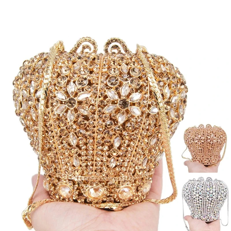 Crystal Crown Designer Purse Wedding Prom Evening Bag Wristlets