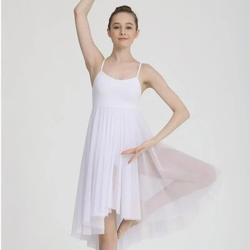 US Women's Lyrical Dress Ballroom Latin Ballet Dance Dress High-low Hem  Skirt
