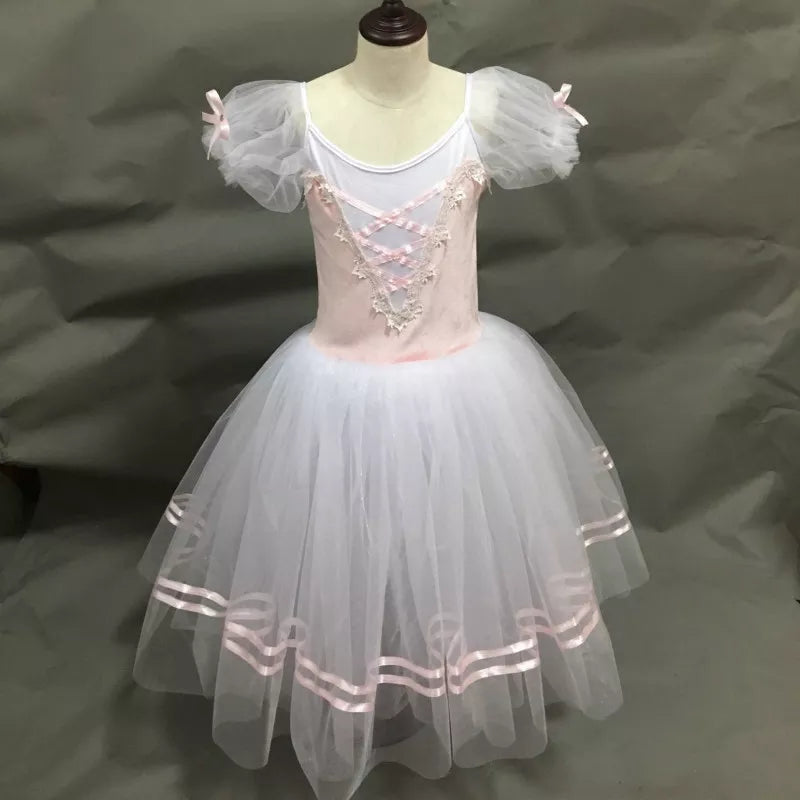 Short Puff Sleeve Ballet Costume Ballerina Dance Dress