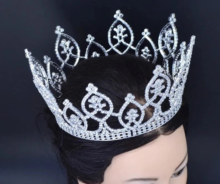 
                      
                        Rhinestone Crystal Large Full Round King Princess Prince Unisex Headwear Accessory
                      
                    