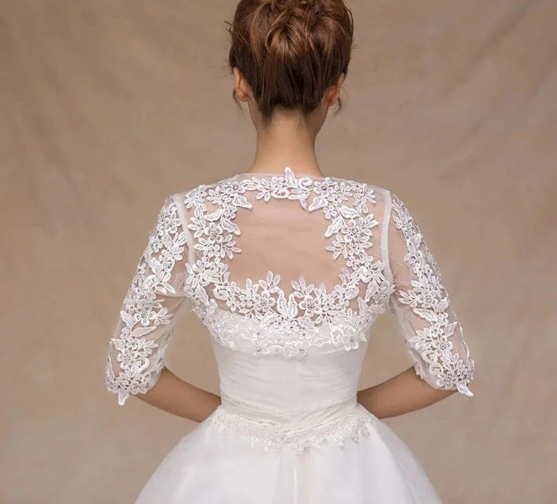 Half Sleeve Wedding Jacket Lace Bridal Bolero Shrugs Wrap Wedding Accessory