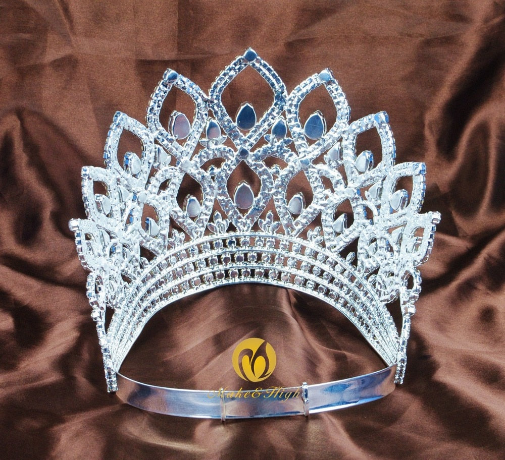 Load image into Gallery viewer, World Beauty Pageant Large 6.5&amp;quot; Tiara Crown Austrian Rhinestone Crystal
