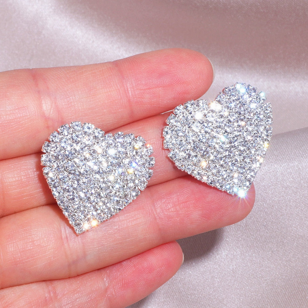 Crystal Studs, Gold Stud Earrings, Heart Studs, Cubic Zirconia Stud Earrings  – AMYO Jewelry