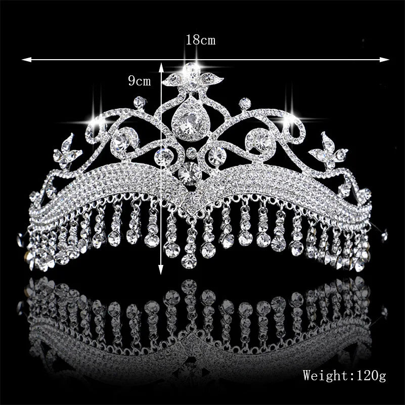 
                      
                        Tassel Fringe Bridal Tiara Crystal Crown Wedding Hair Accessory
                      
                    