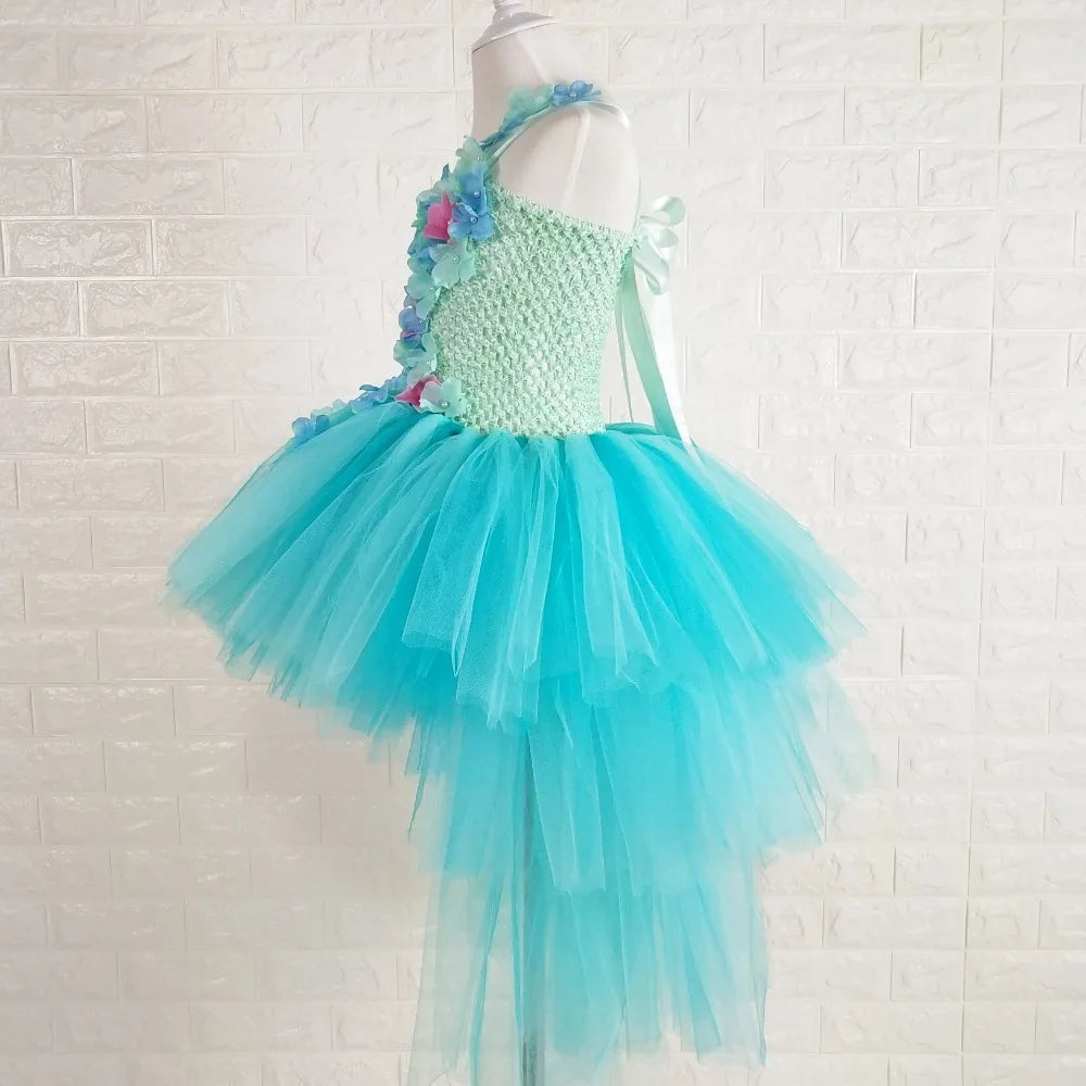 Tulle Flower Straps Girls Party Tutu Dress