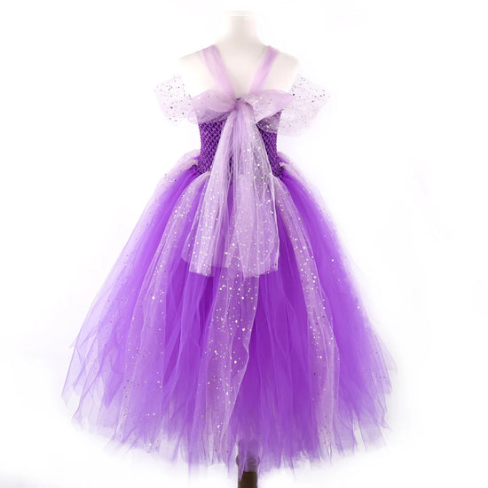 Purple Sparkly Tulle Girls Tutu Dresses for Birthday Party Ankle Length