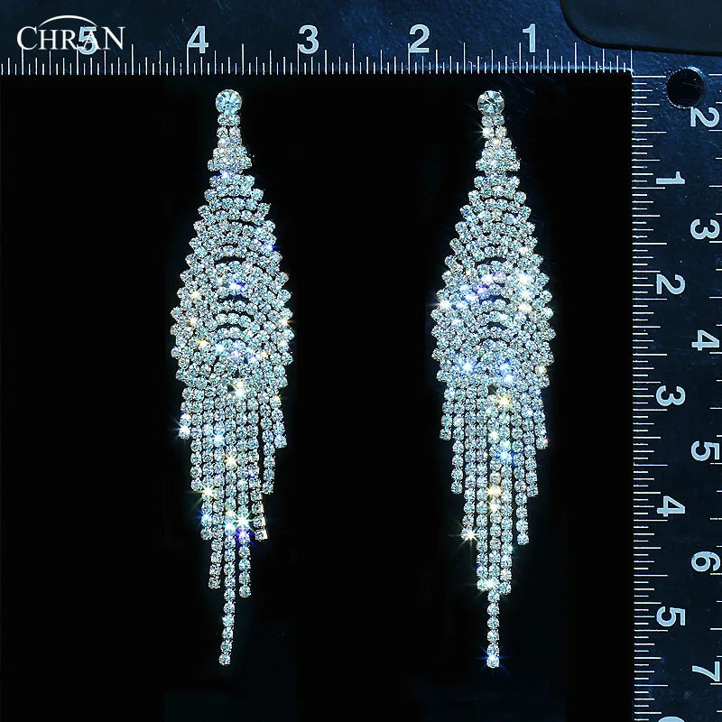 
                      
                        Fashion Women Luxury  Rhinestone Chandelier Long Tassel Earrings
                      
                    