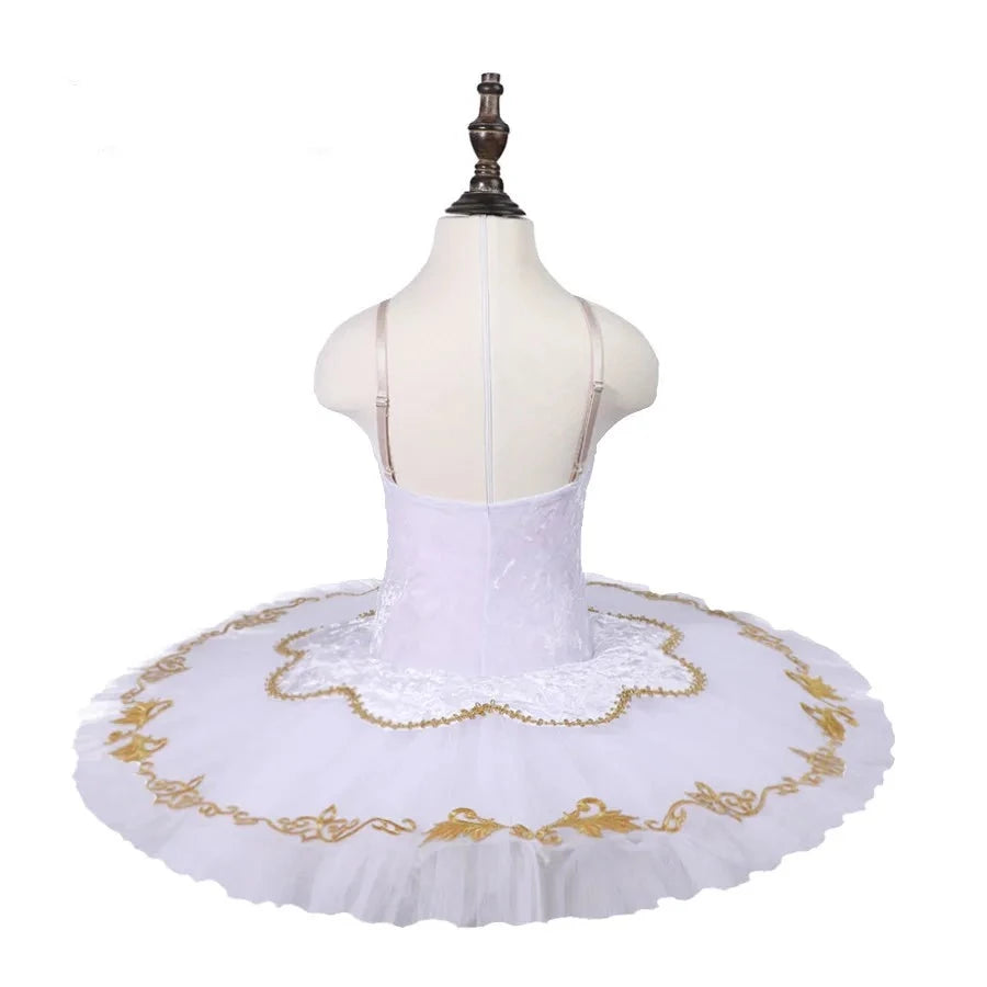 White Gold Fairy Tutu Professional Ballet Costume Pancake Tutu