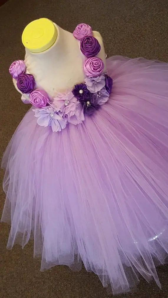 Tulle Chiffon Flower Girl Bridesmaid Birthday Party Dress