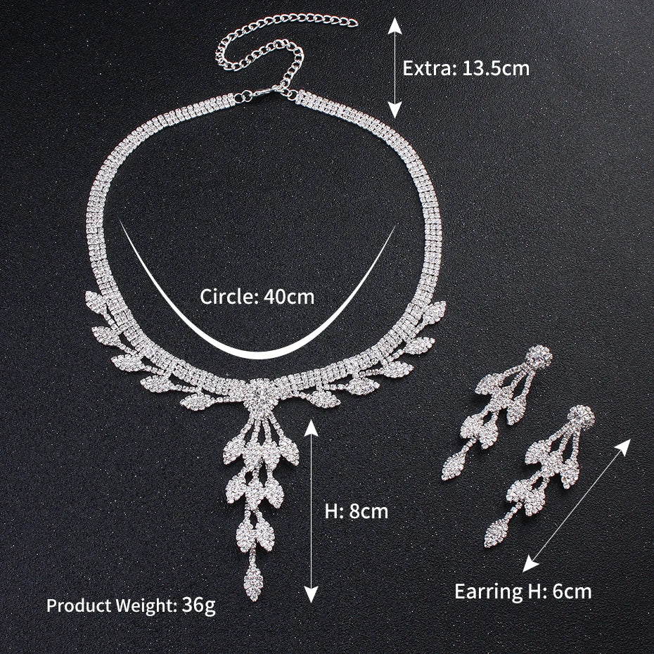 
                      
                        Austrian Crystal Bridal Jewelry Set Silver Color Necklace Earrings
                      
                    