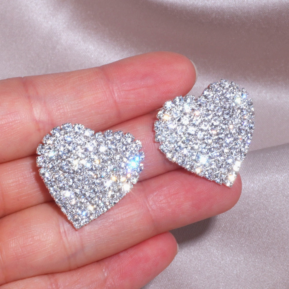 Load image into Gallery viewer, Crystal Heart Stud Earrings Fashion Earrings  Jewelry Accessory Gift
