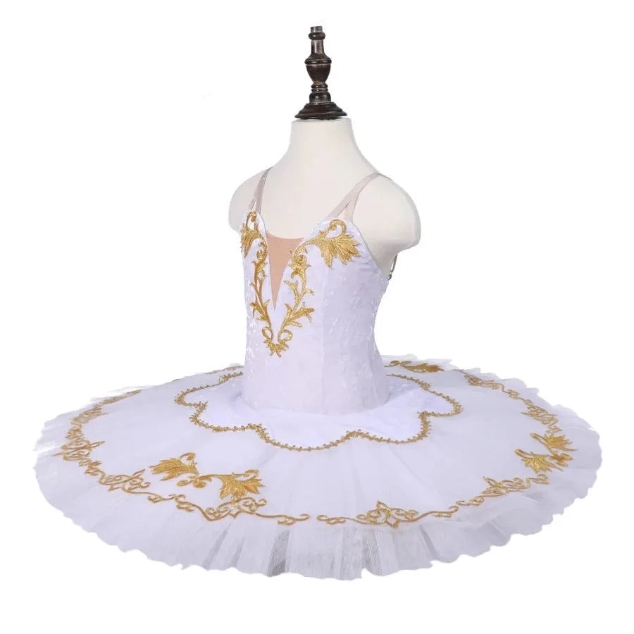 
                      
                        White Gold Fairy Tutu Professional Ballet Costume Pancake Tutu
                      
                    