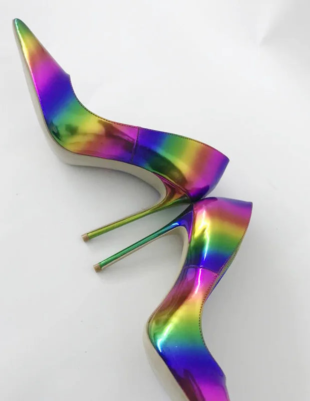 Shinning High Heel Pump Rainbow Evening Dress Shoes