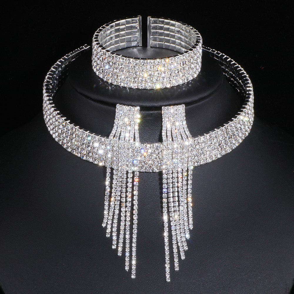 
                      
                        Classic Elegant Tassel Crystal Rhinestone Jewelry Set
                      
                    