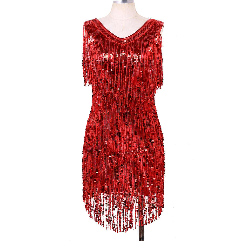 
                      
                        Ladies Sleeveless Sparkling Sequin Tassels Fringe Ballroom Latin Dance Dress
                      
                    