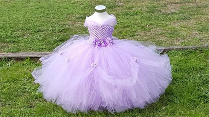 
                      
                        Beautiful Tulle Princess Tutu Dress Girls Ball Gown with Rhinestone 3D Flower Accents
                      
                    