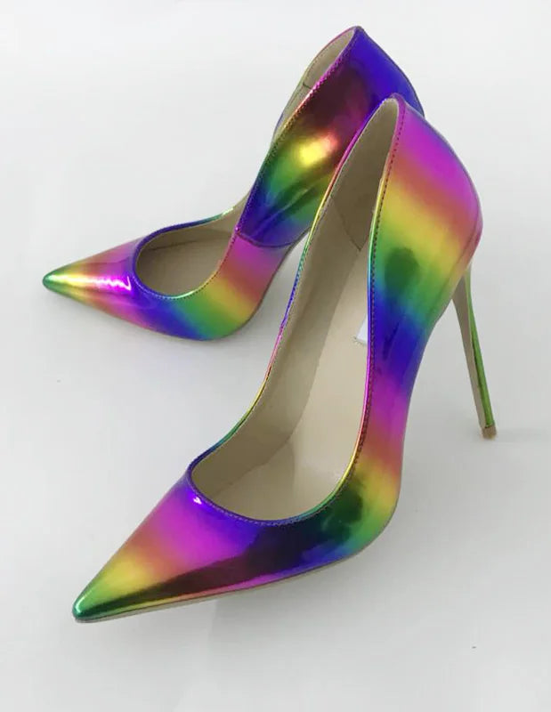 Shinning High Heel Pump Rainbow Evening Dress Shoes