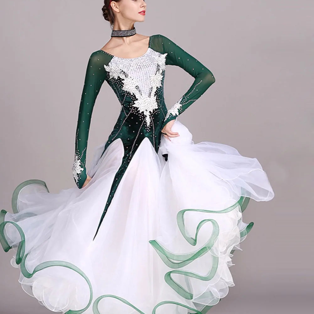 
                      
                        Ballroom Competition Dress Velvet Standard  Modern Dance Costume
                      
                    