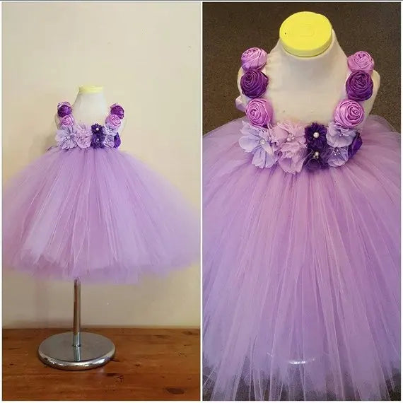 Tulle Chiffon Flower Girl Bridesmaid Birthday Party Dress