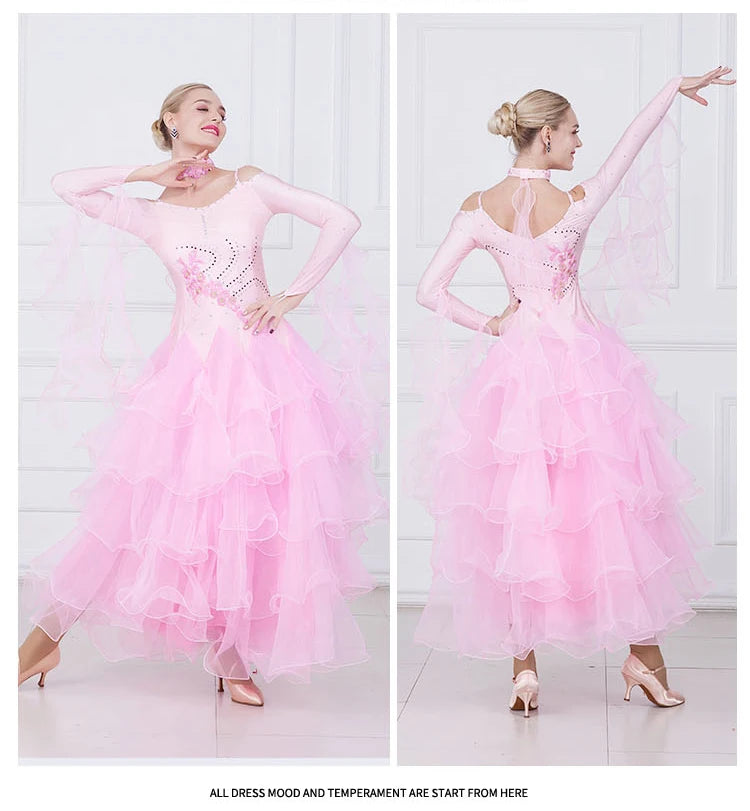 
                      
                        Mult Layer Off Shoulder Ballroom Dance Competition Dress Costumes
                      
                    