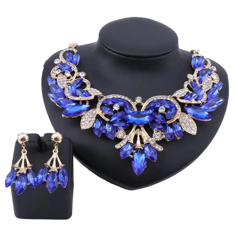 
                      
                        Fashion Rhinestones Crystal Statement Necklace Earrings Bridal Party Jewelry Sets
                      
                    