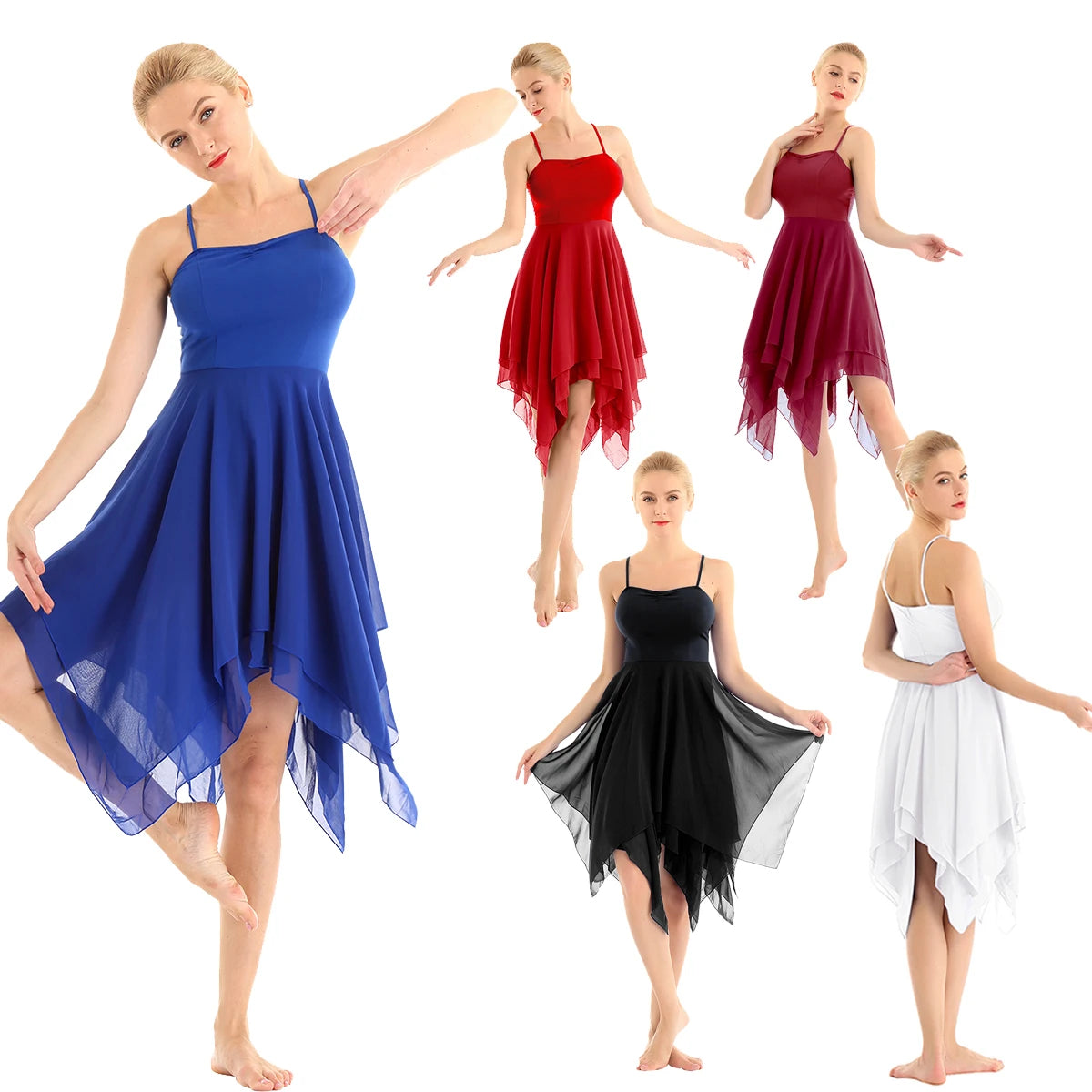 Asymmetrical Dance Dress Chiffon Ballet Modern Ballroom Contemporary Lyrical Dance Costume