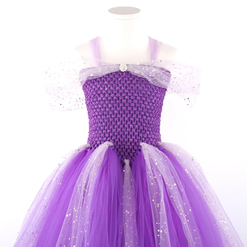 
                      
                        Purple Sparkly Tulle Girls Tutu Dresses for Birthday Party Ankle Length
                      
                    