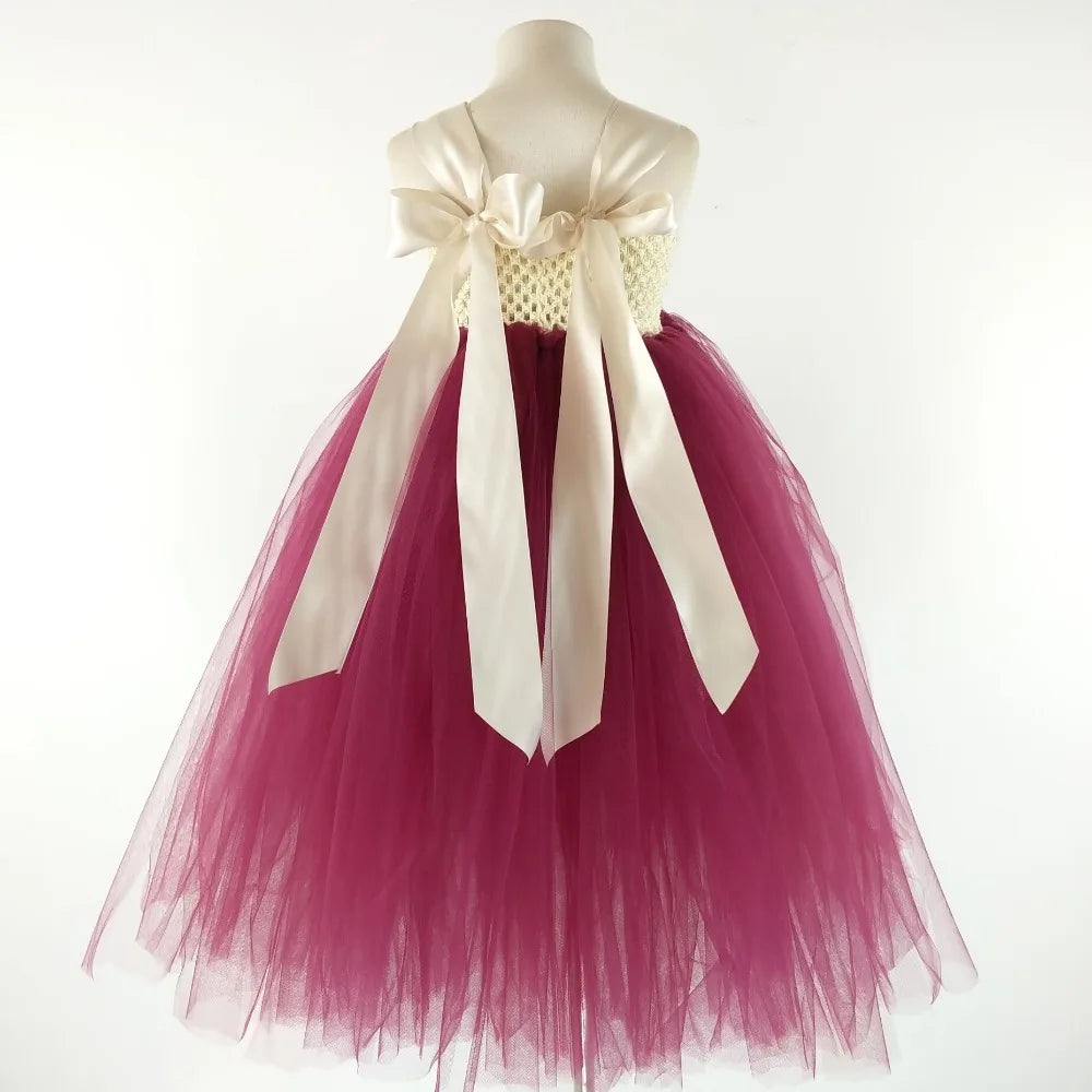 
                      
                        Elegant Burgundy Flower Girls Tutu Dress for Wedding Party
                      
                    